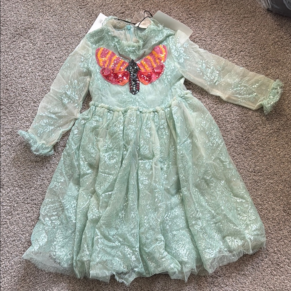 Girls' Mint Green Butterfly Dress